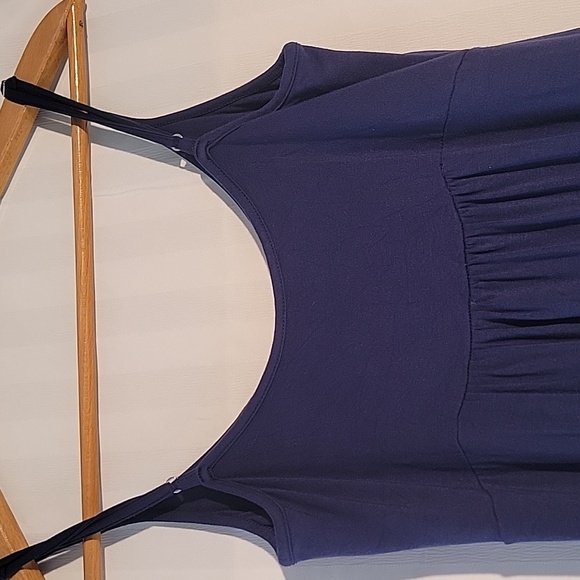 Calvin Klein Navy Blue Maxi Dress with Gathered Empire Waist, Size: 6 - Picture 5 of 8